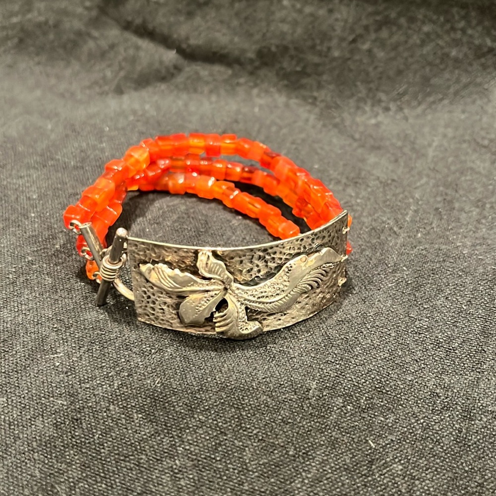 Rare silpada (2004) sterling & carnelian stone bracelet.